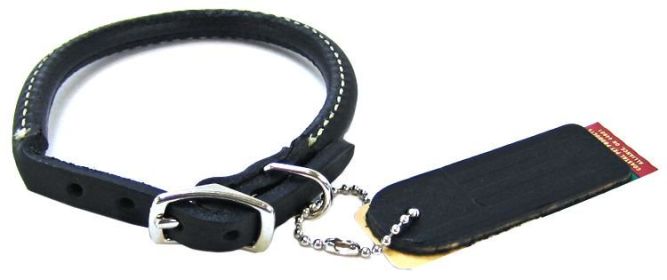 Circle T Rounded Collar Black Leather (Size: 12"L x 3/8"W)