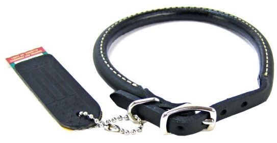 Circle T Rounded Collar Black Leather (Size: 14"L x 3/8"W)