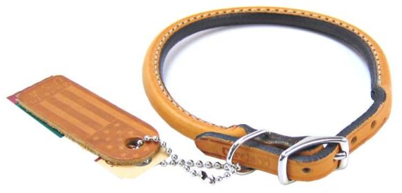 Circle T Oak Tanned Leather Round Dog Collar Tan (Size: 14"L x 3/8"W)