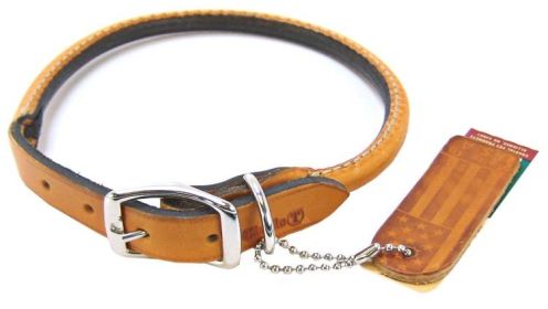 Circle T Oak Tanned Leather Round Dog Collar Tan (Size: 16"L x 5/8"W)