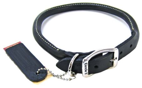 Circle T Rounded Collar Black Leather (Size: 18"L x 3/4"W)