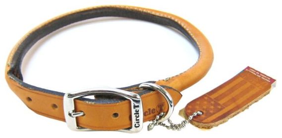 Circle T Oak Tanned Leather Round Dog Collar Tan (Size: 18"L x 3/4"W)