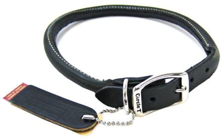 Circle T Rounded Collar Black Leather (Size: 20"L x 3/4"W)