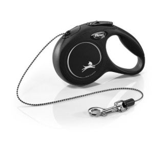 Flexi New Classic Retractable Cord Leash Black (Size: X-Small - 10' long)