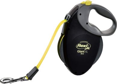 Flexi Giant Retractable Tape Dog Leash Black / Neon (Size: X-Large - 26' long)