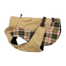 Alpine All-Weather Dog Coat (Color: Beige Plaid, Size: X-Small)