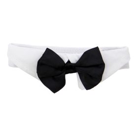 White Collar with Black Satin Bow Tie (Color: , Size: X-Small)