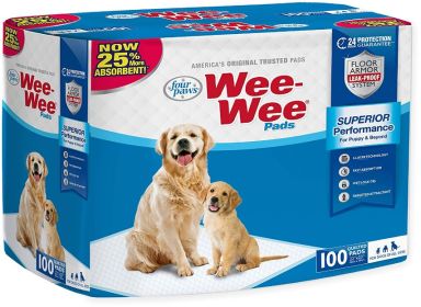 Four Paws Original Wee Wee Pads Floor Armor Leak-Proof System for All Dogs and Puppies (Size: 100 count (bag))