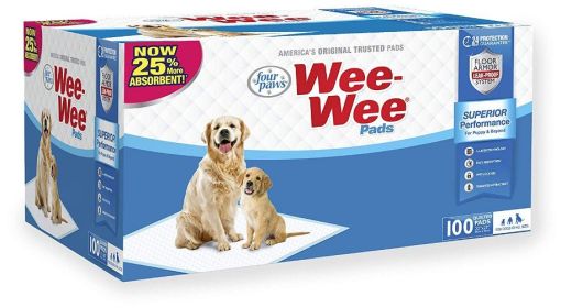 Four Paws Original Wee Wee Pads Floor Armor Leak-Proof System for All Dogs and Puppies (Size: 100 count (box))