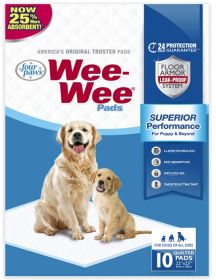 Four Paws Original Wee Wee Pads Floor Armor Leak-Proof System for All Dogs and Puppies (Size: 10 count)