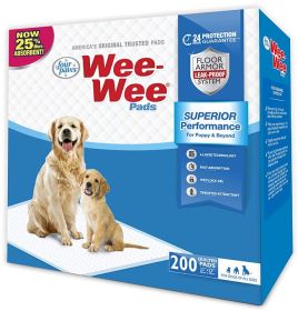 Four Paws Original Wee Wee Pads Floor Armor Leak-Proof System for All Dogs and Puppies (Size: 200 count)