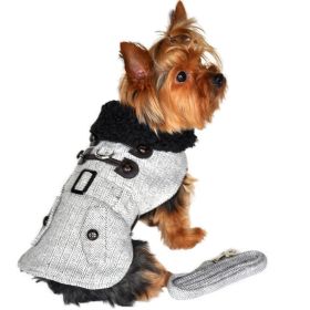 Grey Herringbone Designer Harness Coat and Matching Leash (Color: , Size: X-Small)