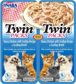 Inaba Twin Packs Tuna and Chicken with Scallop Recipe in Scallop Broth Side Dish for Cats (Size: 2 count)