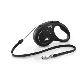 Flexi New Classic Retractable Cord Leash Black (Size: Small - 16' long)