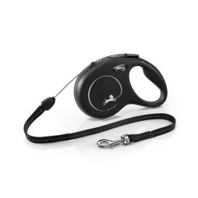 Flexi New Classic Retractable Cord Leash Black (Size: Small - 26' long)