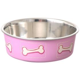 Loving Pets Bella Bowl with Rubber Base Coastal Pink (Size: 1 count)