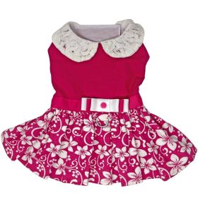 Pink Hibiscus Dog Dress with Matching Leash (Color: , Size: X-Small)