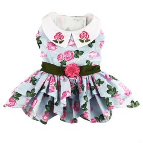 Pink Rose Harness Dress with Matching Leash (Color: , Size: X-Small)