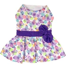 Purple Butterfly Dog Dress with Matching Leash (Color: , Size: X-Small)