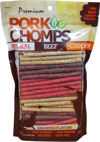 Pork Chomps Munchy Sticks Dog Treat Assorted Flavors (Size: 100 count)