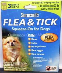 Sergeants Flea and Tick Squeeze-On for Dogs Under 33 lbs (Size: 3 count)