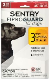 Sentry FiproGuard Flea and Tick Control for Large Dogs (Size: 3 count)