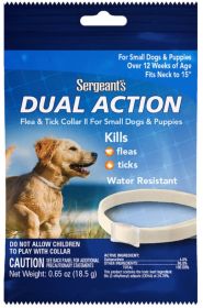 Sergeants Dual Action Flea and Tick Collar II for Small Dogs and Puppies Neck Size 15" (Size: 1 count)