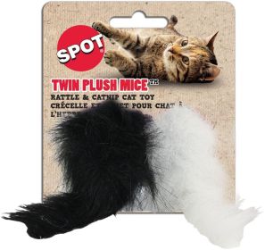 Spot Twin Plush Mice Cat Toy (Size: 2 count)