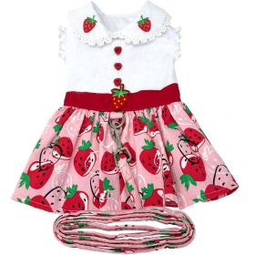 Strawberry Picnic Dog Dress with Matching Leash (Color: , Size: X-Small)