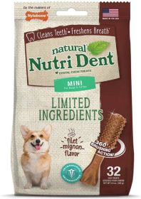 Nylabone Natural Nutri Dent Filet Mignon Limited Ingredients Mini Dog Chews (Size: 32 count)